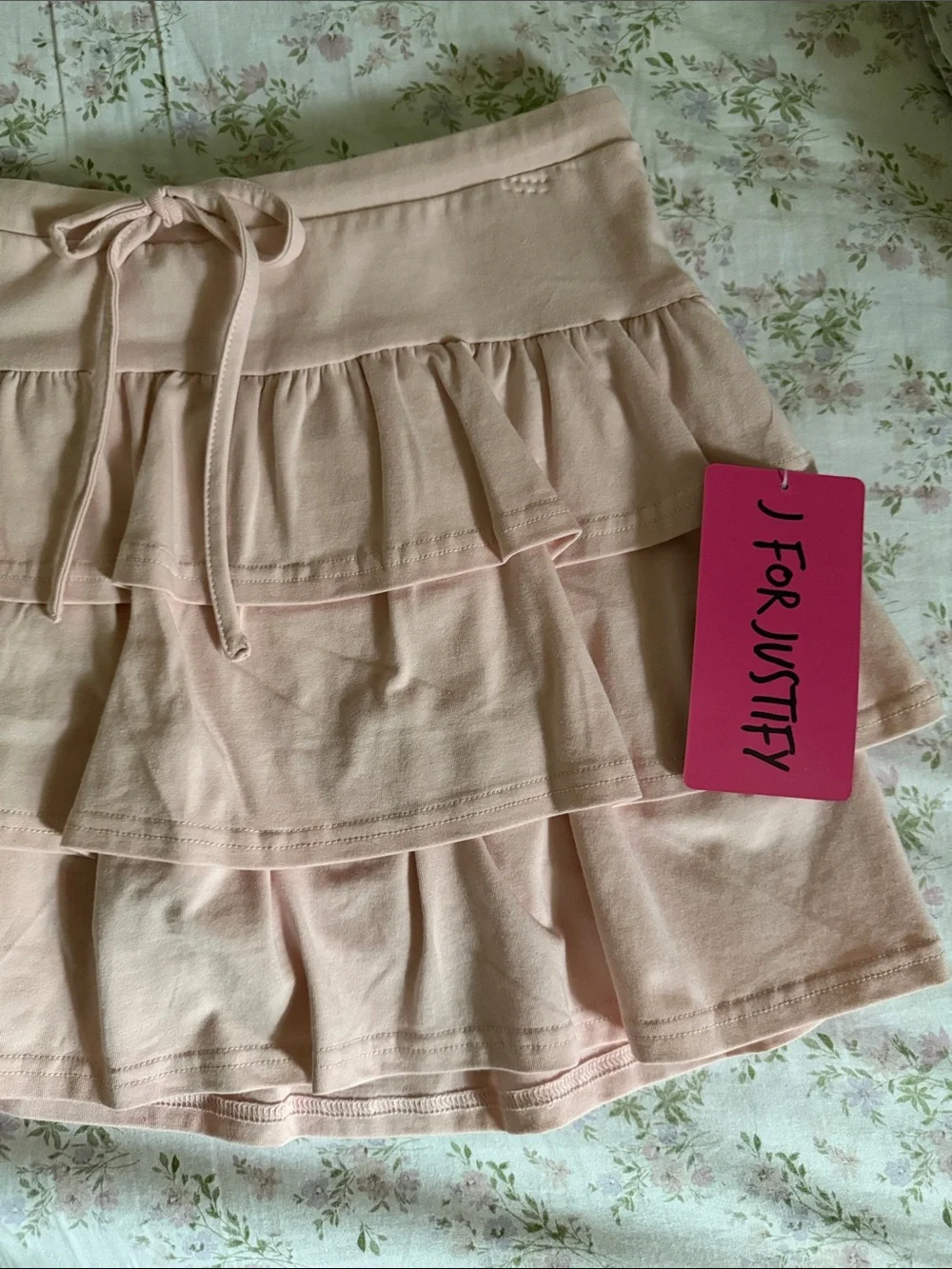 J for Justify Peach Tiered Ruffle Skirt